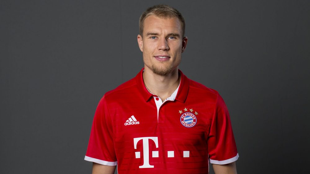 MUNICH, GERMANY - AUGUST 10: Holger Badstuber of FC Bayern Munich pose during the team presentation on August 10, 2016 in Munich, Germany.
